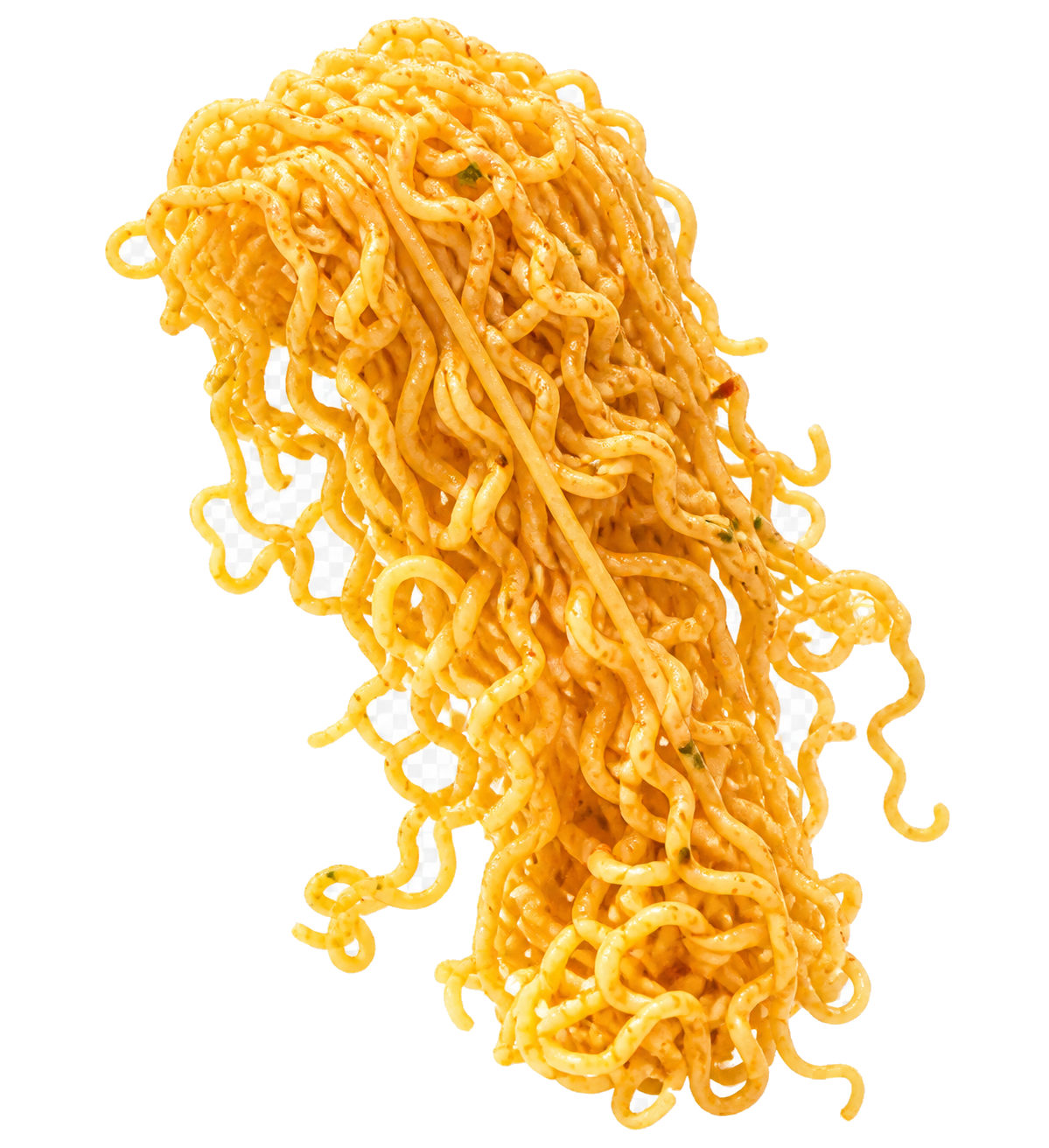 Curly instant ramen noodles